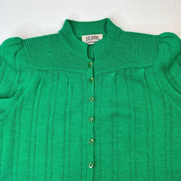 St. John for Saks Fifth Avenue Vintage 80s Knit Midi Dress Gold Buttons size M - Picture 13 of 16